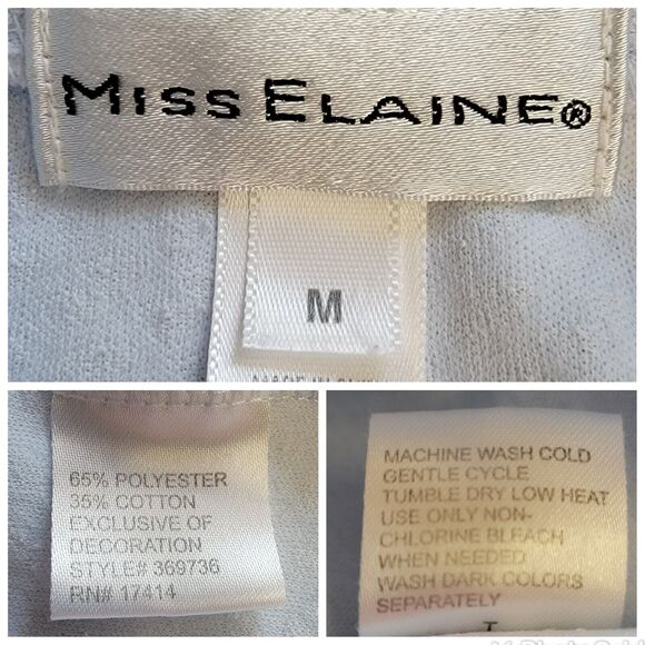 Miss Elaine Robe House Coat Womens Sz M‎ Light Blue Waffle Full Zip Embroidered - Picture 8 of 8